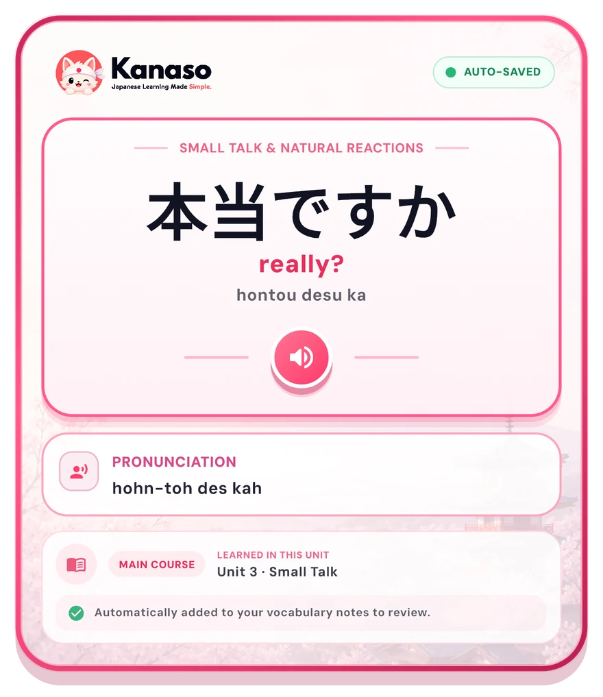 Kanaso content kit: 本当ですか — really?