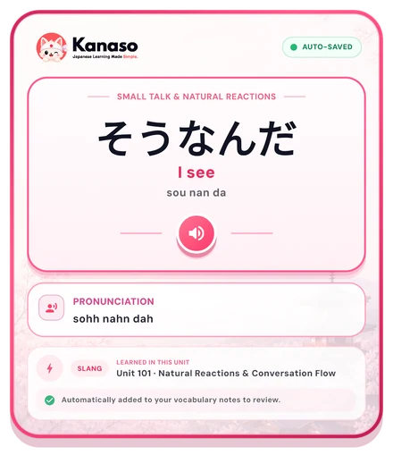 Kanaso card: そうなんだ — I see